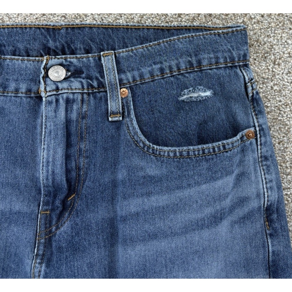 Levis 502 Jeans Men 31x32 Blue Regular Taper Thrashed Distressed Grunge‎ Skater - Picture 8 of 14